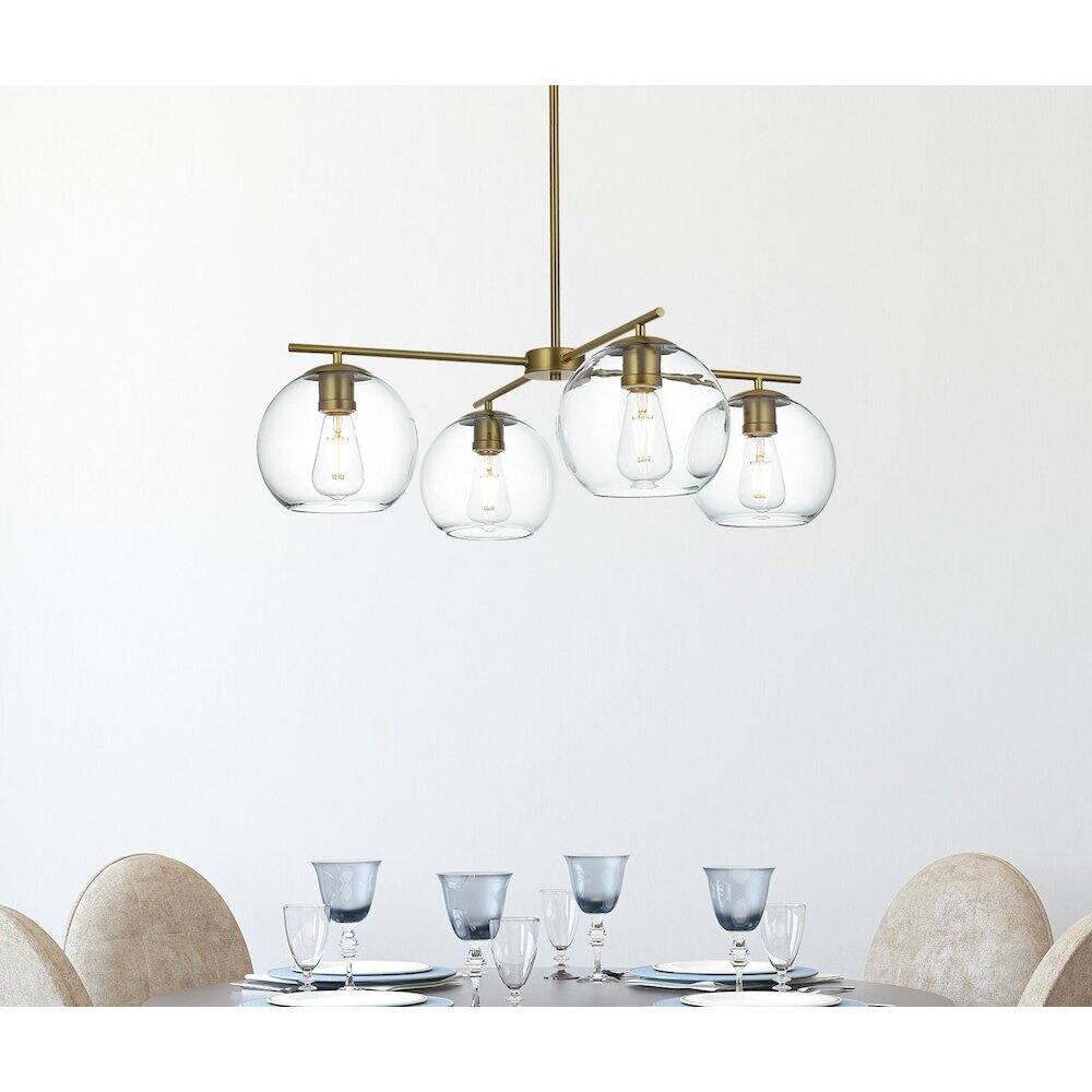 Alt View 6. Living District - Opus 30.5 Inch Pendant Clear Shade in Satin Gold - Satin Gold And Clear.