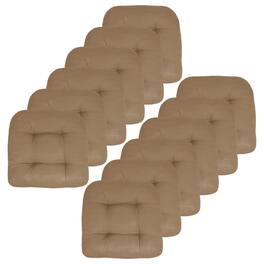 Sweet Home Collection - Patio Cushions Indoor/Outdoor Chair Pads Tufted 19" x 19", 12-Pack - Taupe