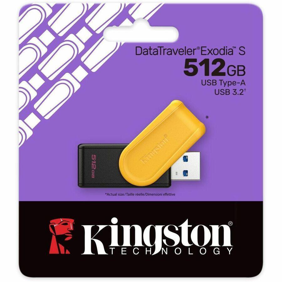 DataTraveler Exodia™ S  
512GB  
USB Type-A  
USB 3.2†  

*Actual size/Taille réelle/Dimensioni effettive  

Kingston TECHNOLOGY