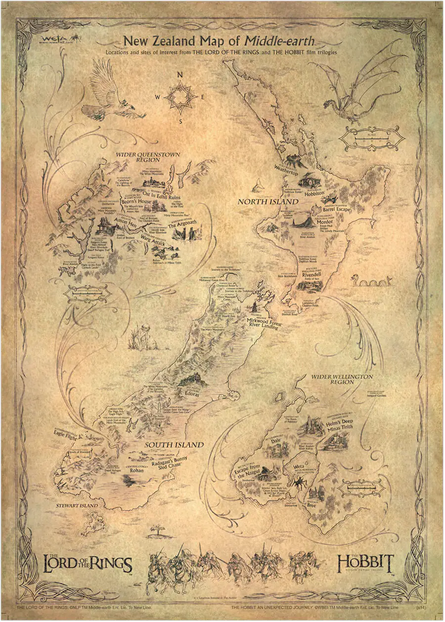 Hobbits Loading Weta Workshop Hobbit New Zealand as Middle Earth (Map) Multicolor ...