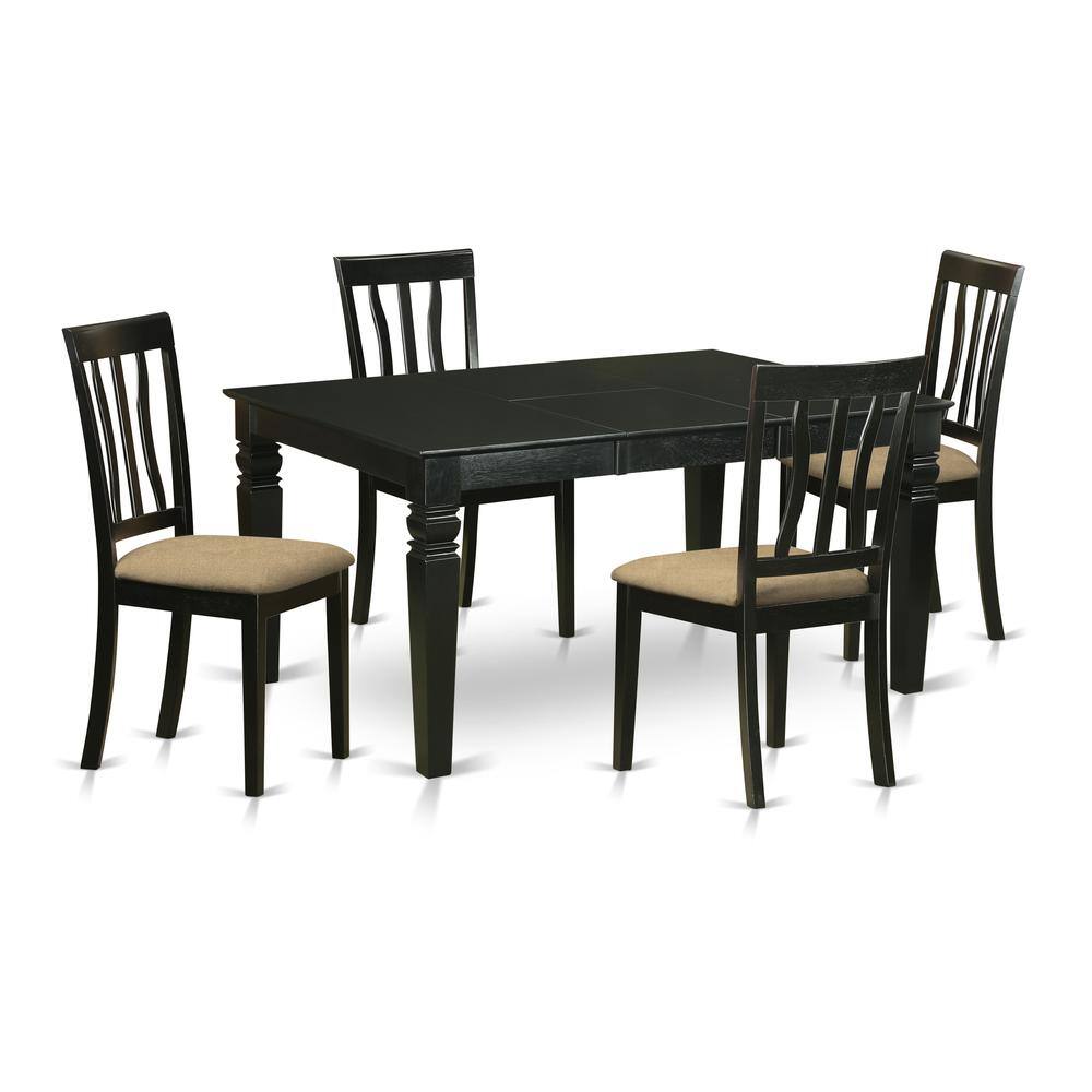 Back. East West Furniture - WEAN5-BLK-C 5 Pc dinette Table set - Kitchen dinette Table and 4 Kitchen Dining Chairs - Black.