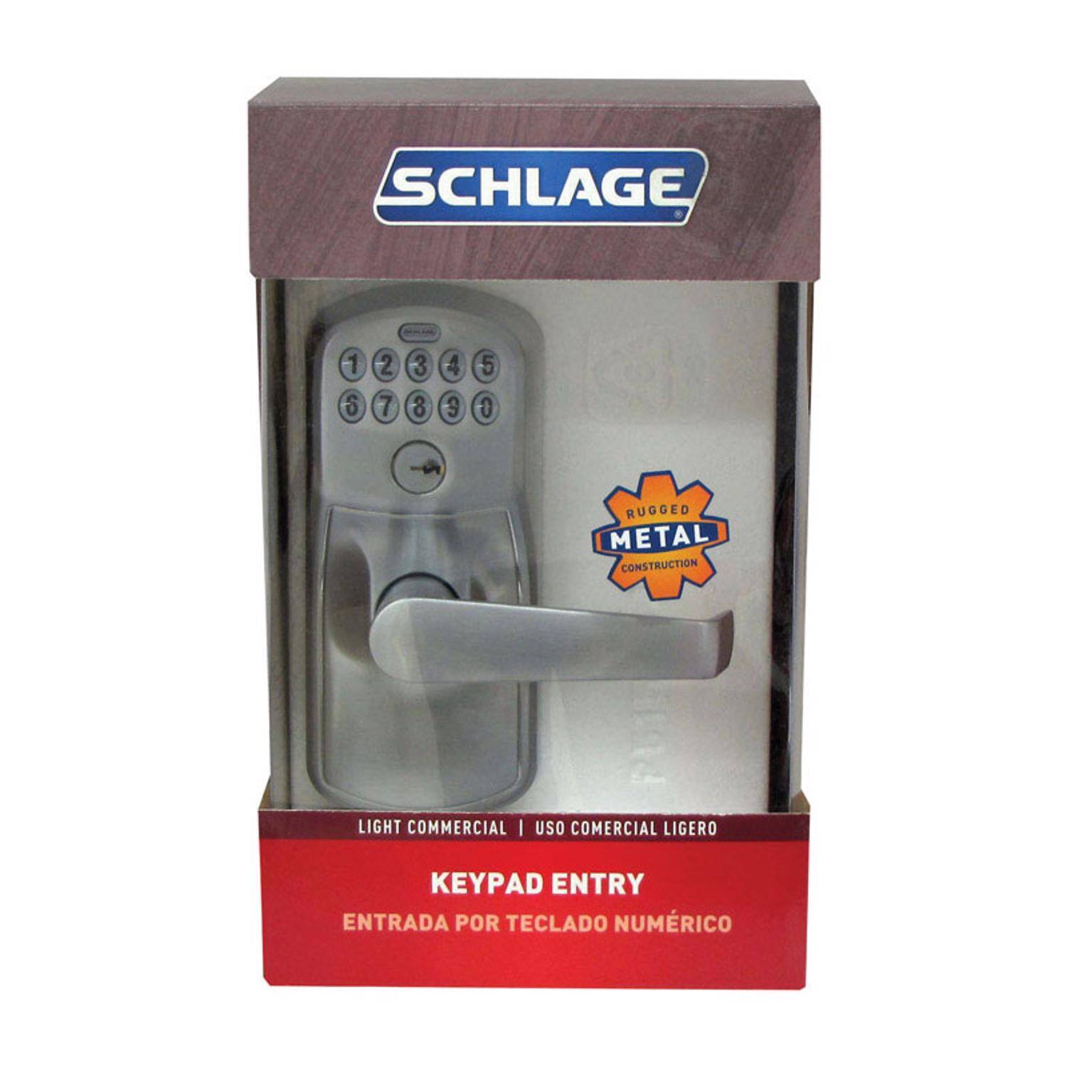 SCHLAGE  
1 S 2 7 3 8 4 3 5 0  
RUGGED METAL CONSTRUCTION  
LIGHT COMMERCIAL | USO COMERCIAL LIGERO  
KEYPAD ENTRY | ENTRADA POR TECLADO NUMÉRICO