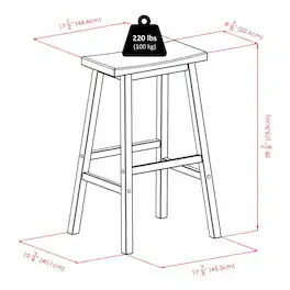 FurniFact - 29 Inch Bar Stool - Black