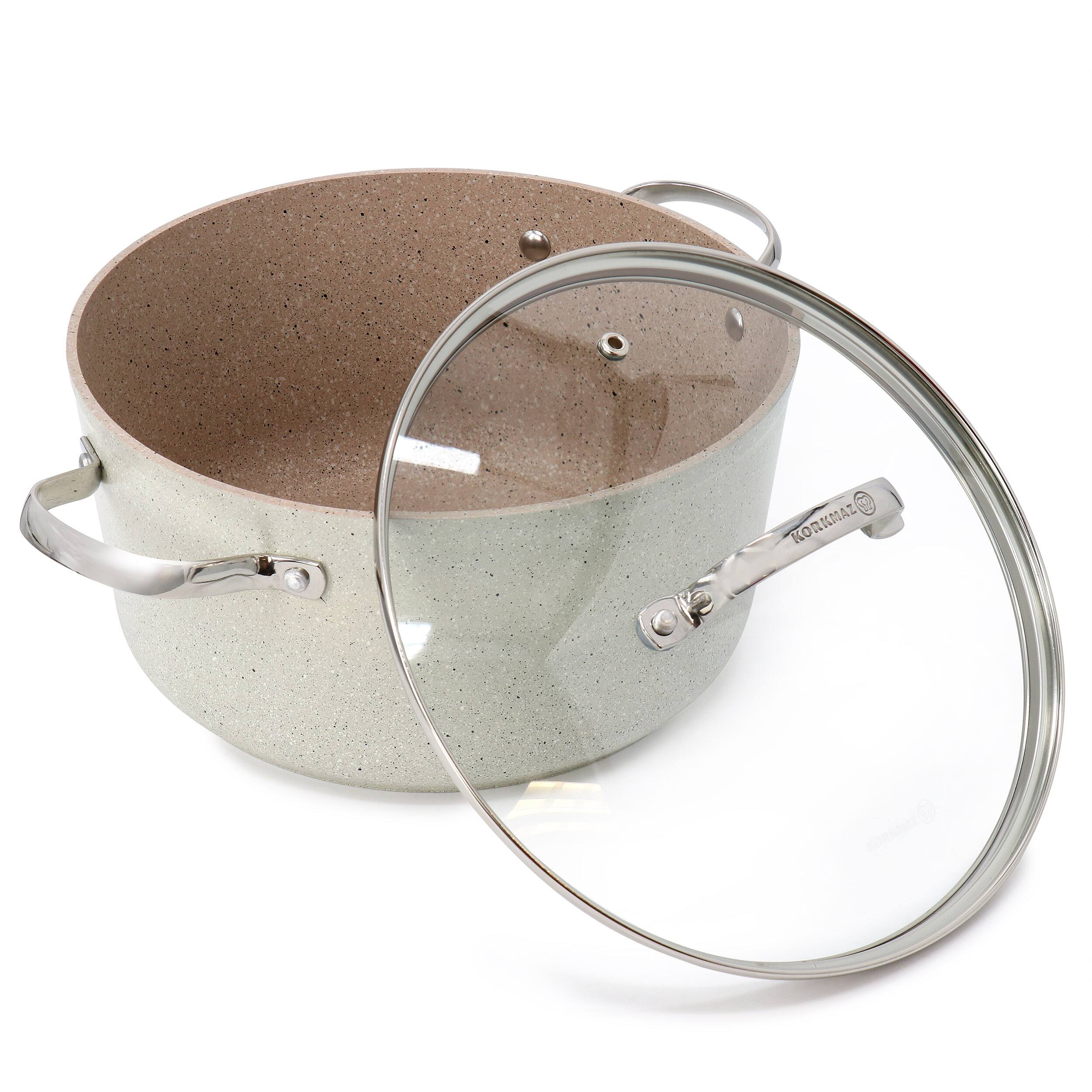 Alt View 1. Korkmaz - Korkmaz Granita 8 Liter Aluminum Nonstick Casserole with Lid in Tan - Tan.