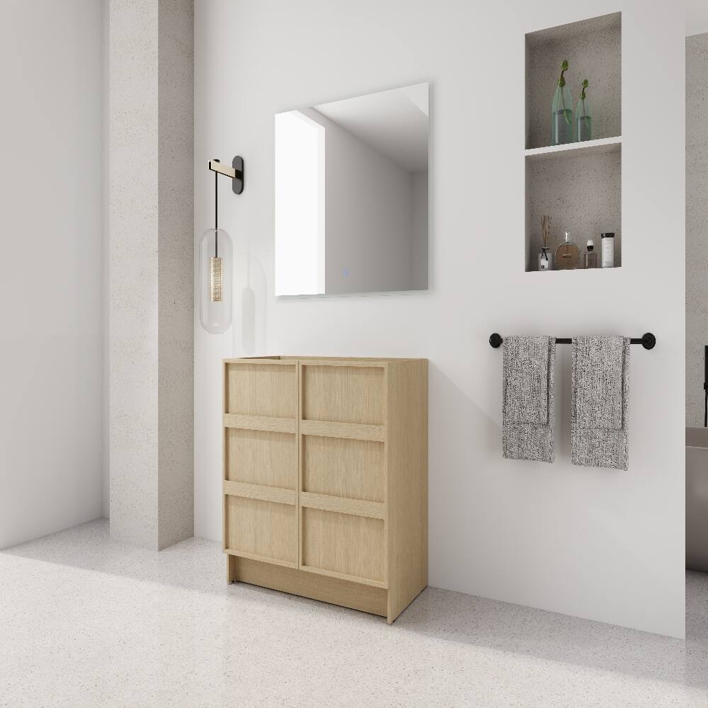 Back. Loheer - Loheer 36 inch freestanding bathroom vanity, dune oak vanity cabinet, plywood vanity base only - Dune Oak.