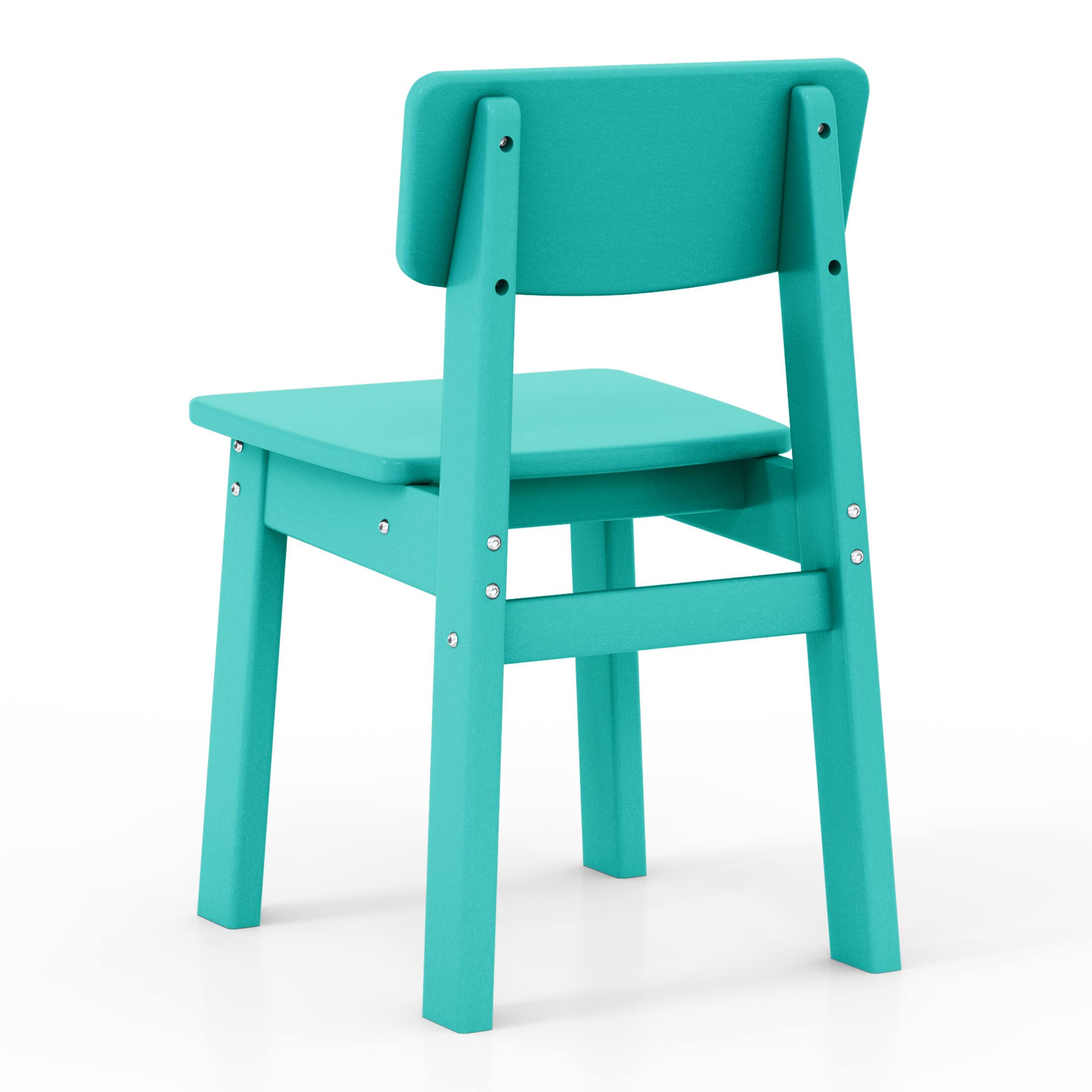 Alt View 2. WestinTrends - WestinTrends Tiny Terraces Outdoor HDPE Kids Modern Plastic Toddler Dining Chairs (Set of Two) - Turquoise.