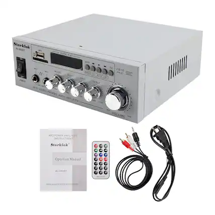 Starklok 8088-VA AV-660BT MPS 50 DIGITAL PLAY ON HOOF HA I NI W o MICT MIC2 MIC VOL RADIO -ll- ECHO CN- AUTO POS CH BASS POWER TREBLE MC W-F INPUT STEREO MIN KARAOKE MIN AUDIO 4 AMPLIFIER
~72:48 USB.S 5D FM.BT MM VOLUME MAX MP3 POWER AMPLIFIER INSTRUCTIONS
Starklok Operation Manual
AV-660BT