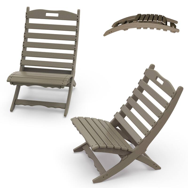 Front. FODINGHILL - Folding Portable Xavier Wave HDPE Adirondack Chairs Set of 2 - Wood.