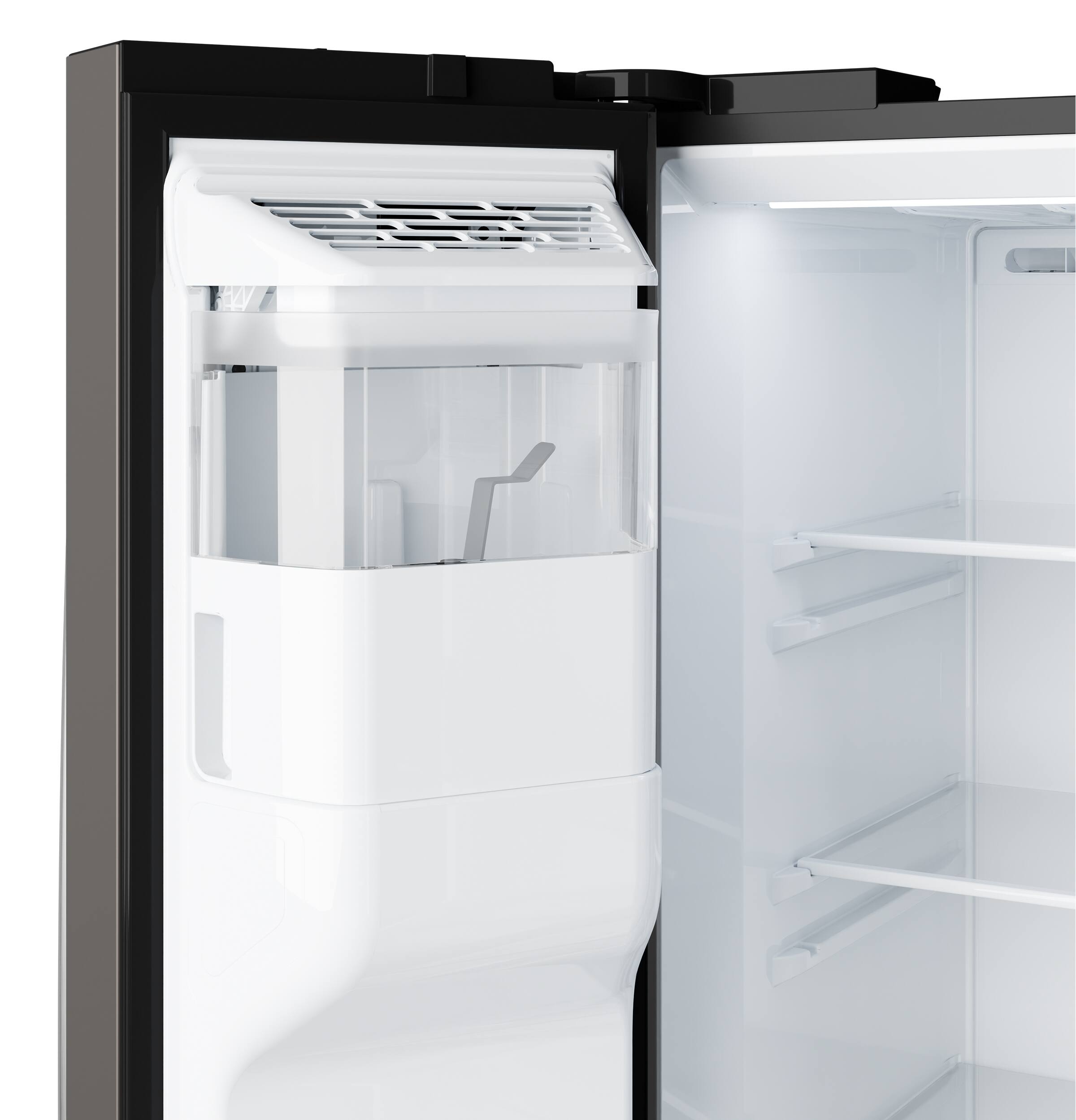 Alt View 29. GE - 36 in. Wide 23.6 Cu. Ft. Counter-Depth Side-By-Side Refrigerator with Extra Tall Dispenser and In-Door Icemaker - Slate.