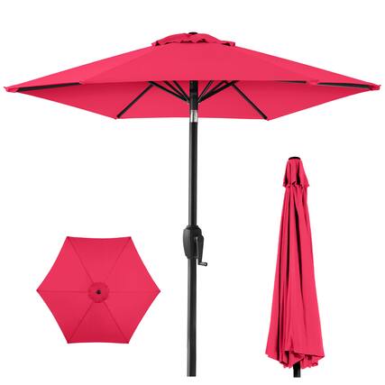 Front. Best Choice Products - Best Choice Products 7.5ft Heavy-Duty Outdoor Market Patio Umbrella w/ Push Button Tilt, Easy Crank - Hot Pink - Hot Pink.