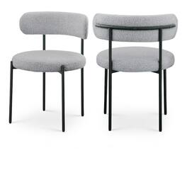 Meridian Furniture - Beacon Grey Boucle Fabric Dining Chair, Set of 2 - Gray