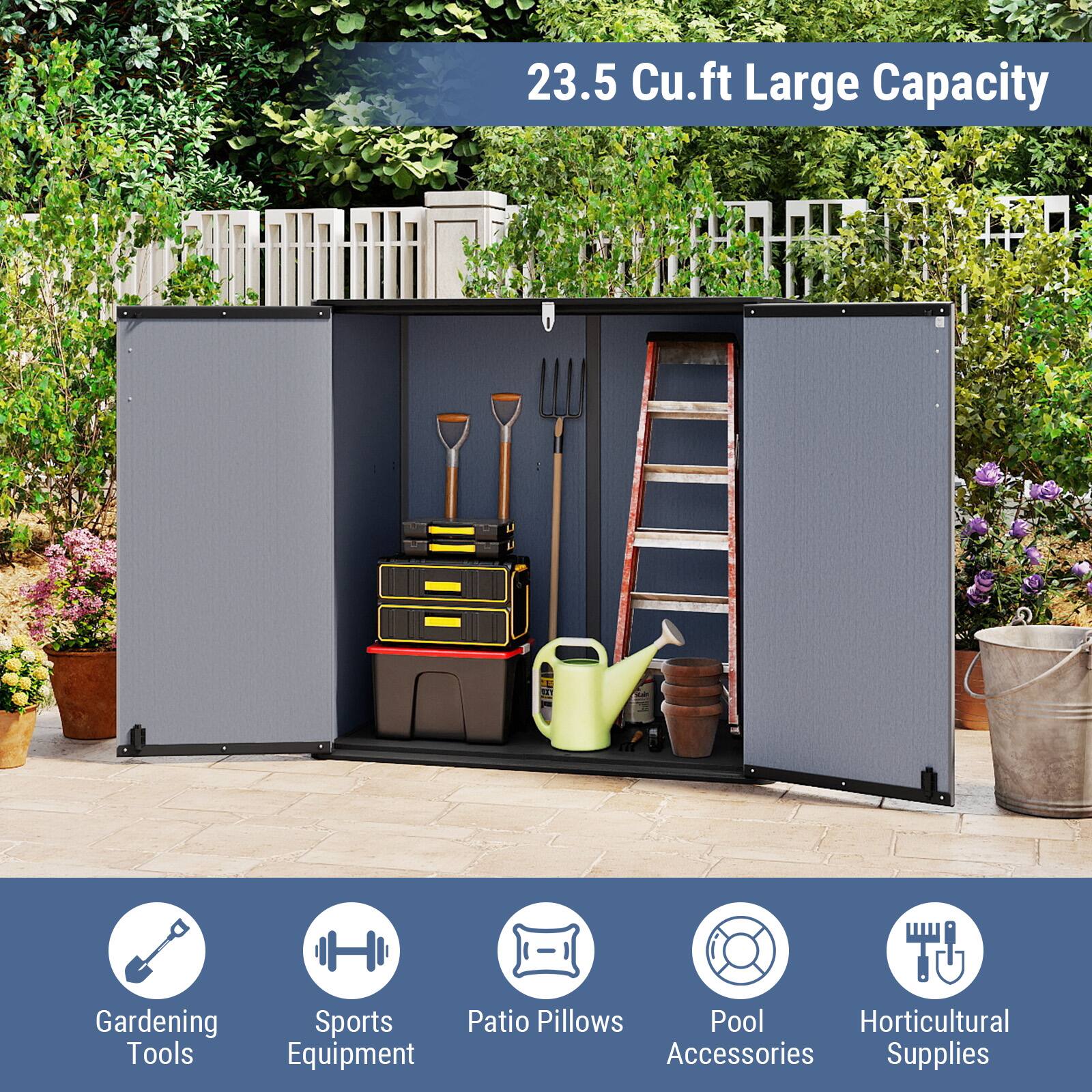 23.5 Cu.ft Large Capacity

- Gardening Tools
- Sports Equipment
- Patio Pillows
- Pool Accessories
- Horticultural Supplies