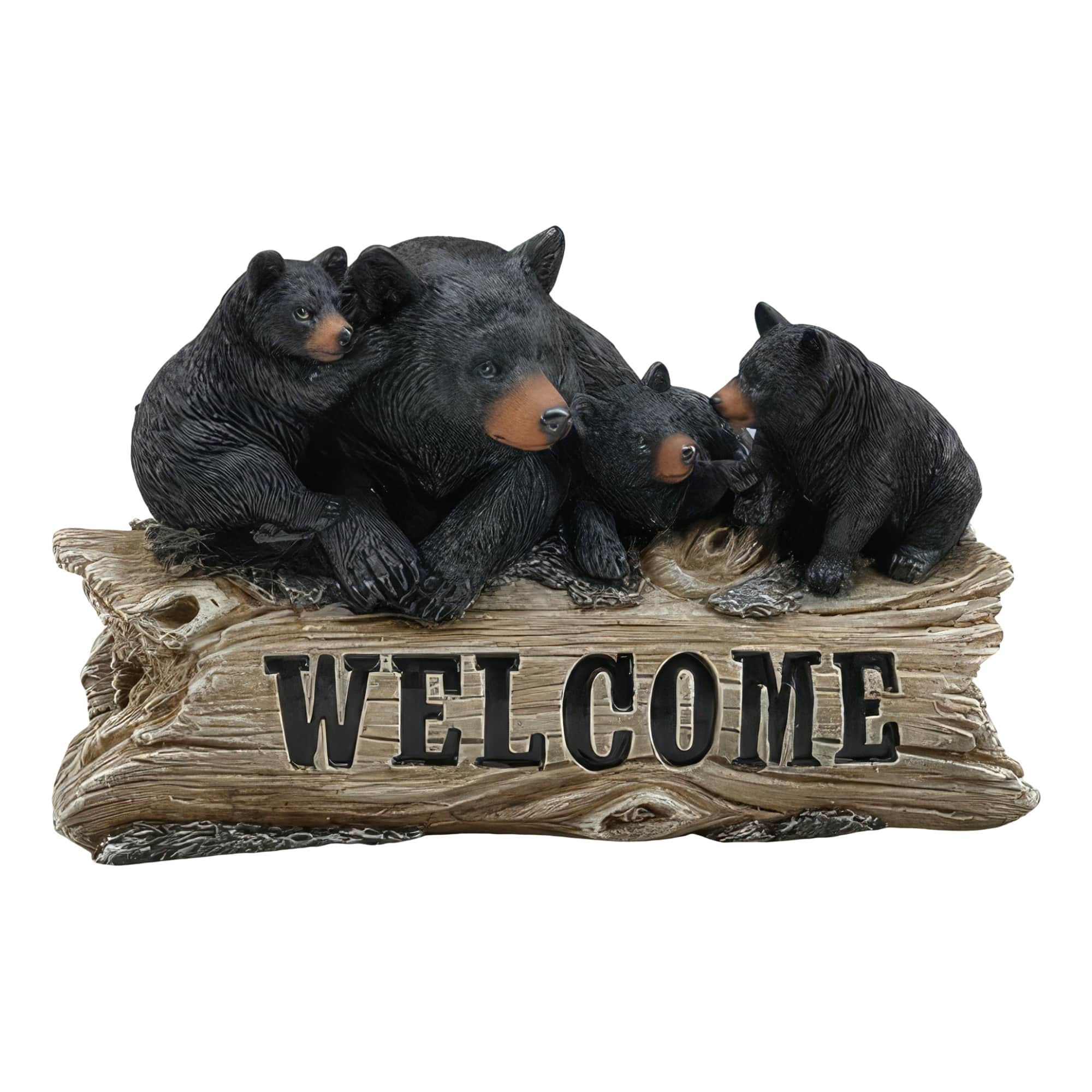 FC Design - 10"W Bear Log-WELCOME Sign Figurine Statue Office Desk Tabletop Home Decor Gift - Multi-Color