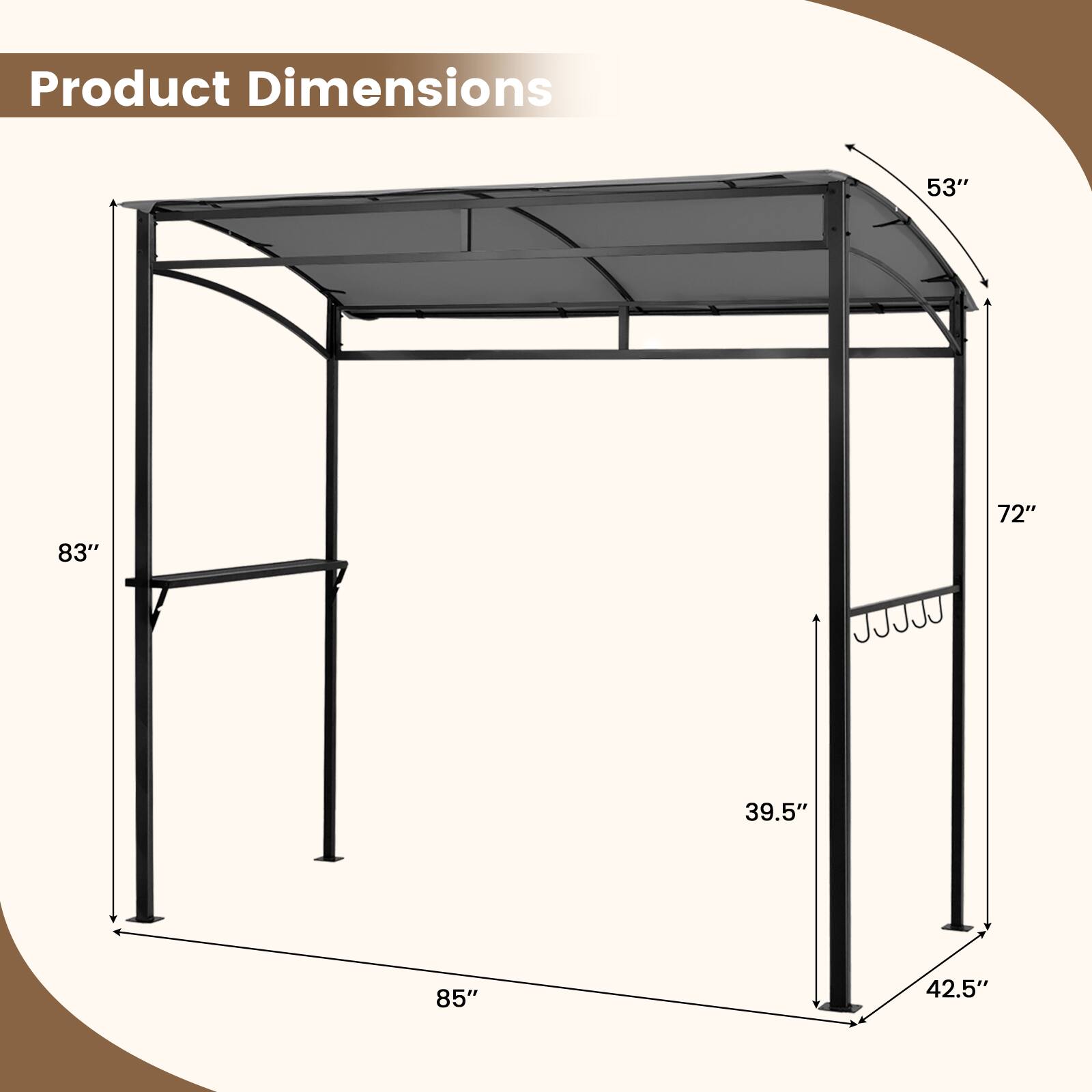 Product Dimensions: 53" x 83" x 72" x 39.5" x 85" x 42.5"