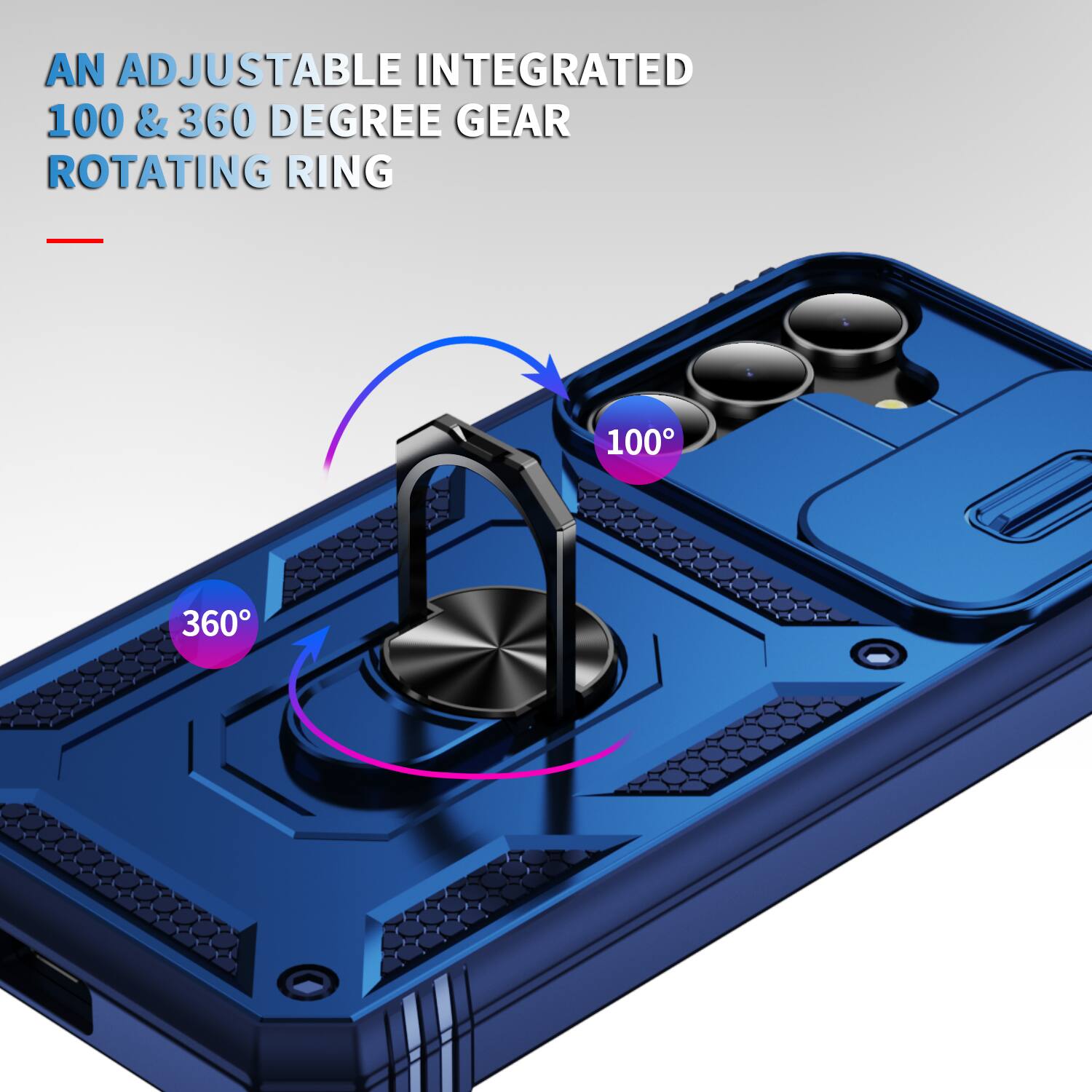AN ADJUSTABLE INTEGRATED 100 & 360 DEGREE GEAR ROTATING RING