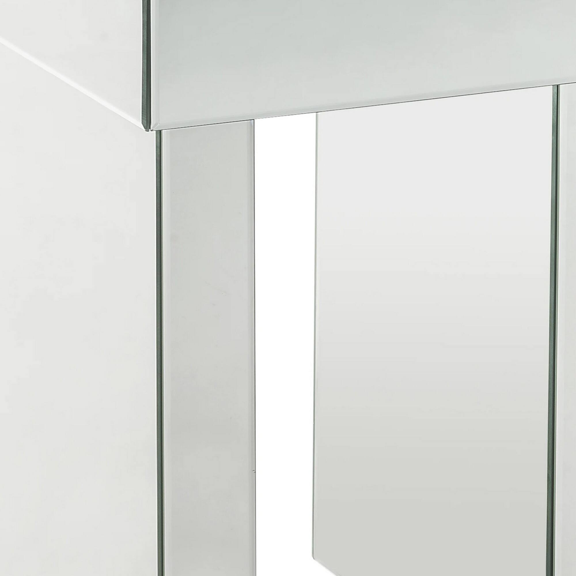 Alt View 1. Manhattan Lane - Noe 24 Inch Square End Accent Table, Mirrored, Faux Diamond Inlay - Silver.