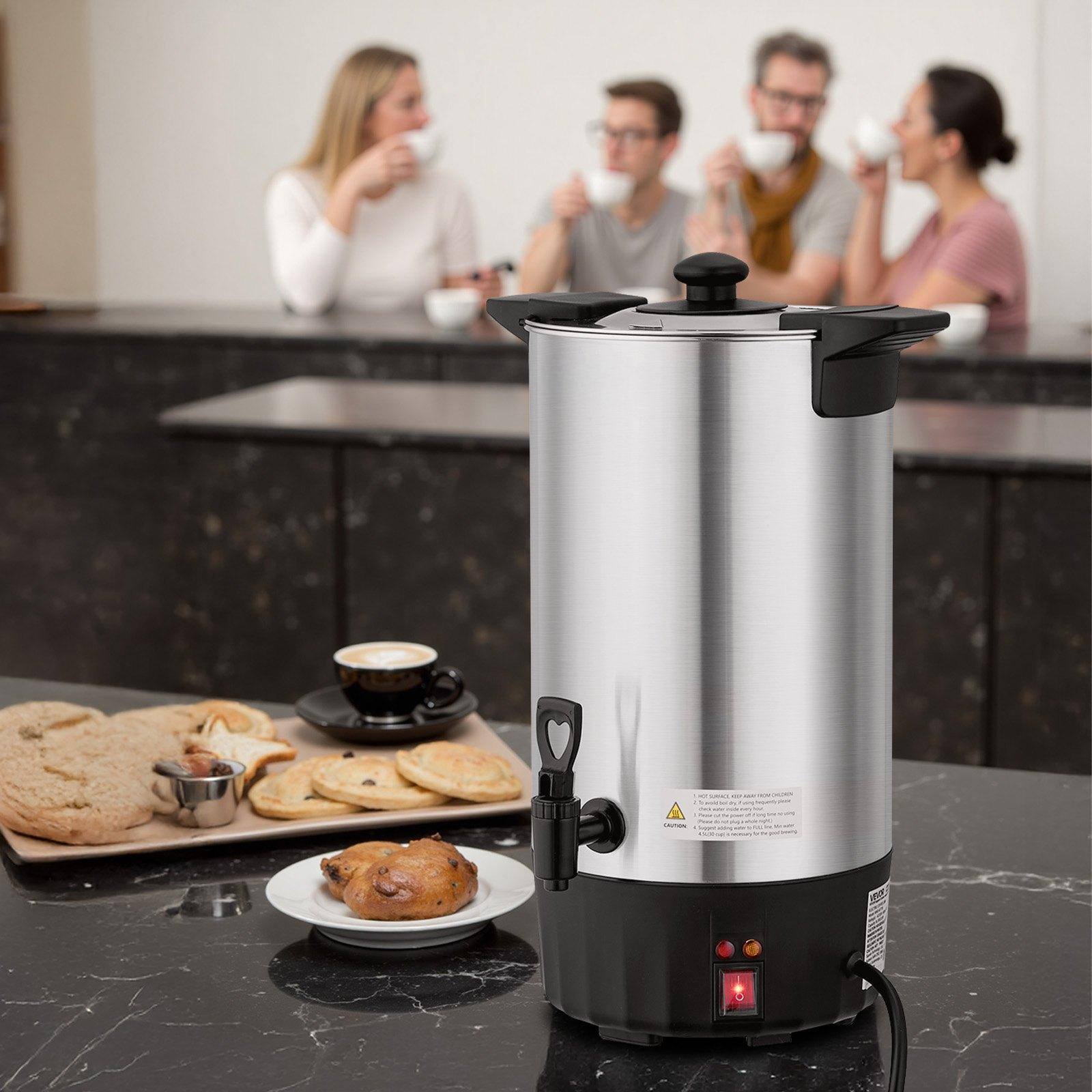 Alt View 1. Glintex - Commercial Coffee Urn 60 Cup Large Hot Beverage Dispenser Quick Brew Stainless Steel Coffee Maker for Business Party - Silver.