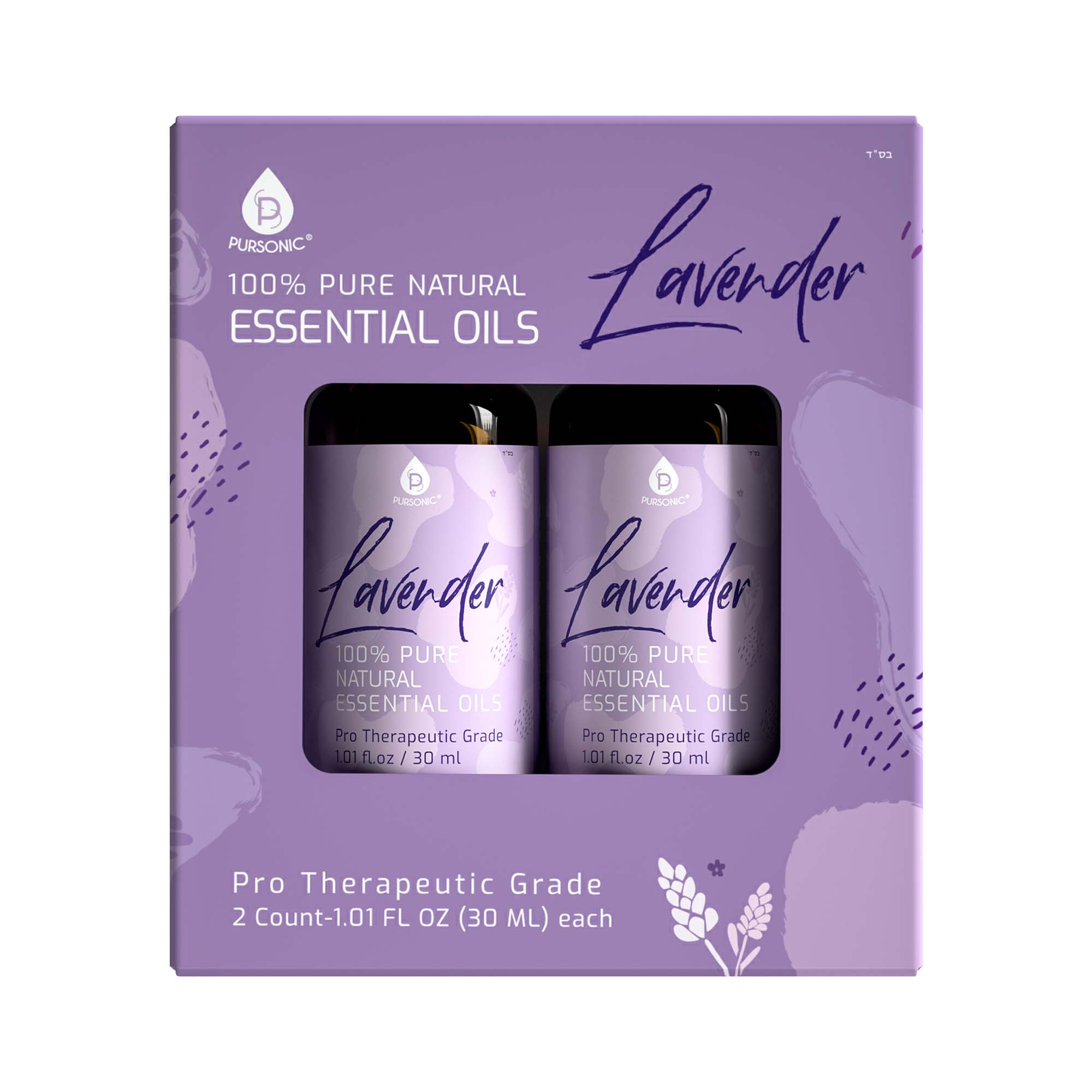 PURSONIC 100% PURE NATURAL ESSENTIAL OILS Lavender - PURSONIC 100% PURE NATURAL ESSENTIAL OILS Pro Therapeutic Grade 101 fl.oz / 30 ml 2 Count-1.01 FL OZ (30 ML) each