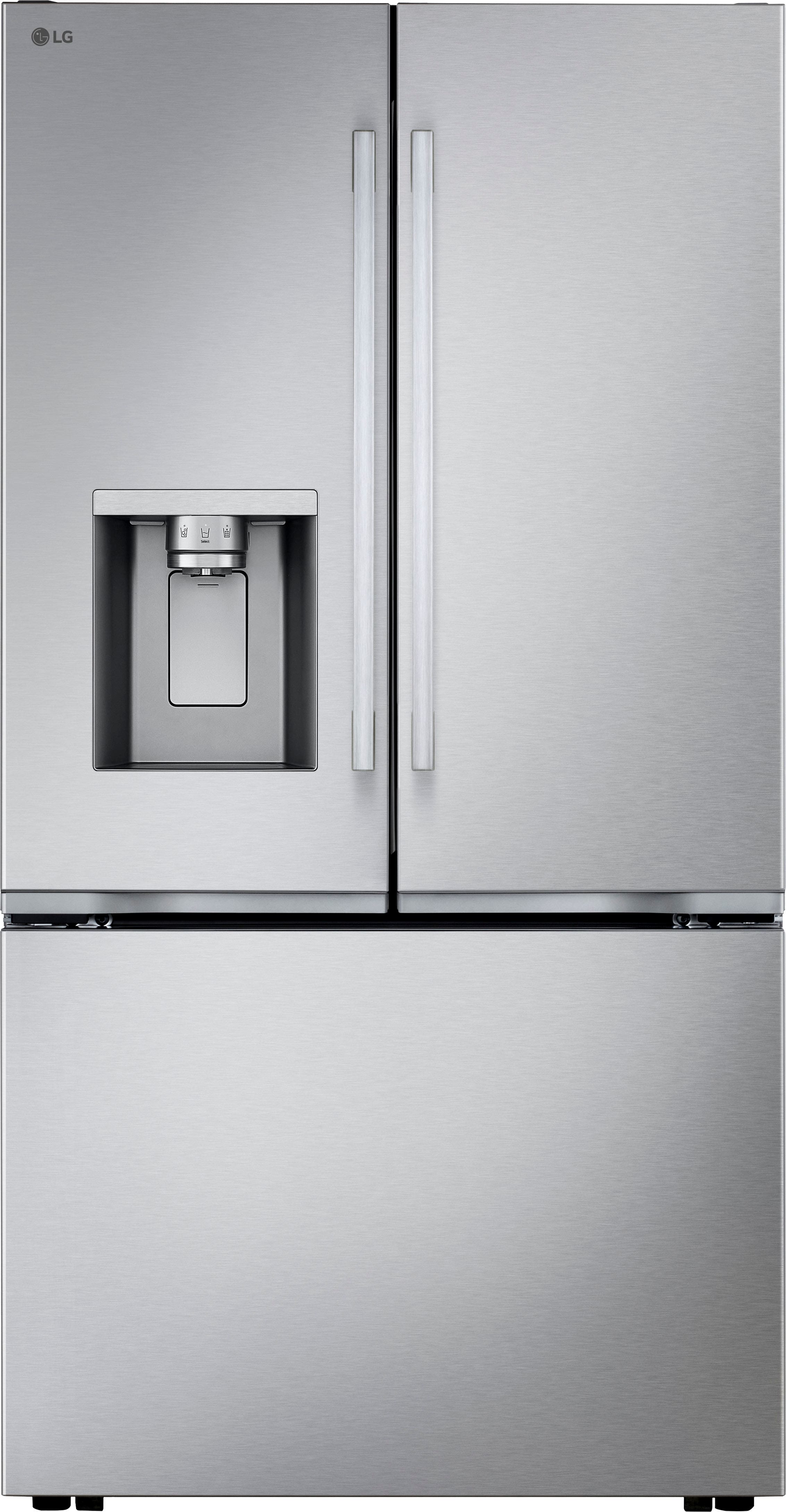 LG - Counter-Depth MAX 23.7 Cu. Ft. French Door Smart Refrigerator with Zero Clearance - Stainless Steel - Front_Zoom
