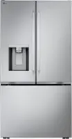LG - 36-in Counter-Depth MAX 23.7 Cu. Ft. French Door Smart Refrigerator with Zero Clearance and Dual Ice - Stainless Steel - Front_Zoom