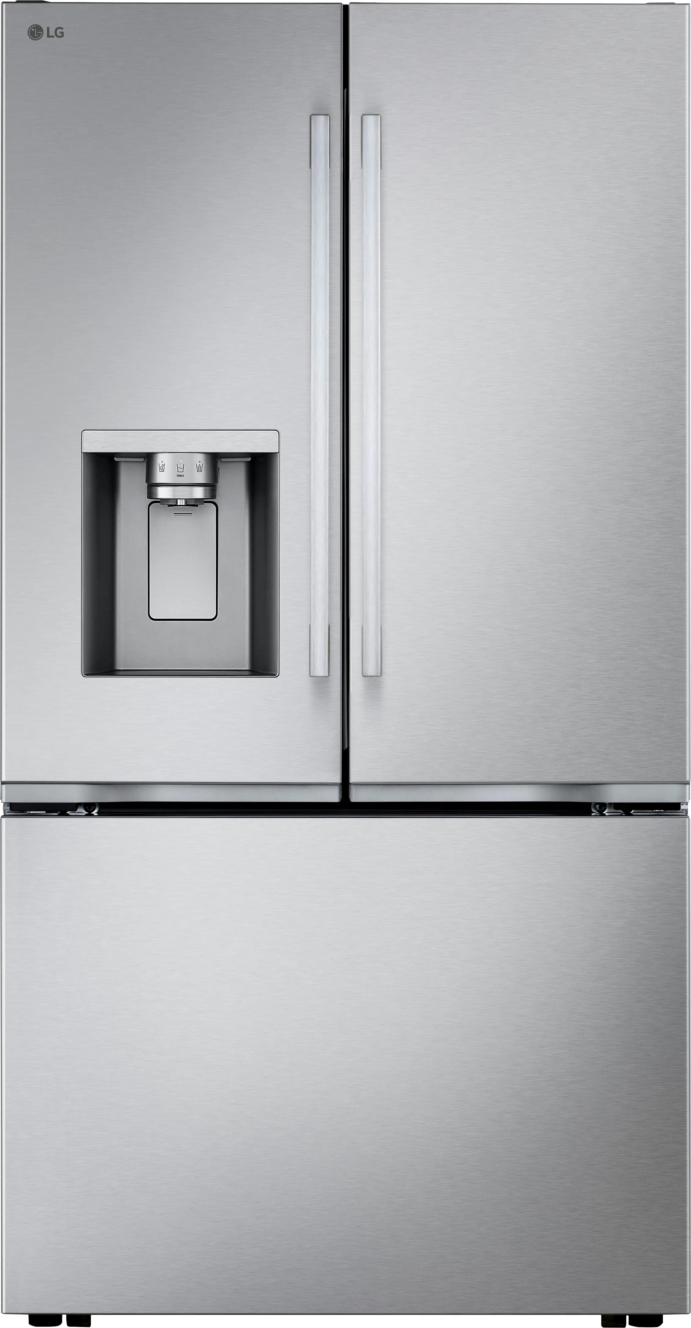 Front. LG - Counter-Depth MAX 23.7 Cu. Ft. French Door Smart Refrigerator with Zero Clearance - PrintProof Stainless Steel.