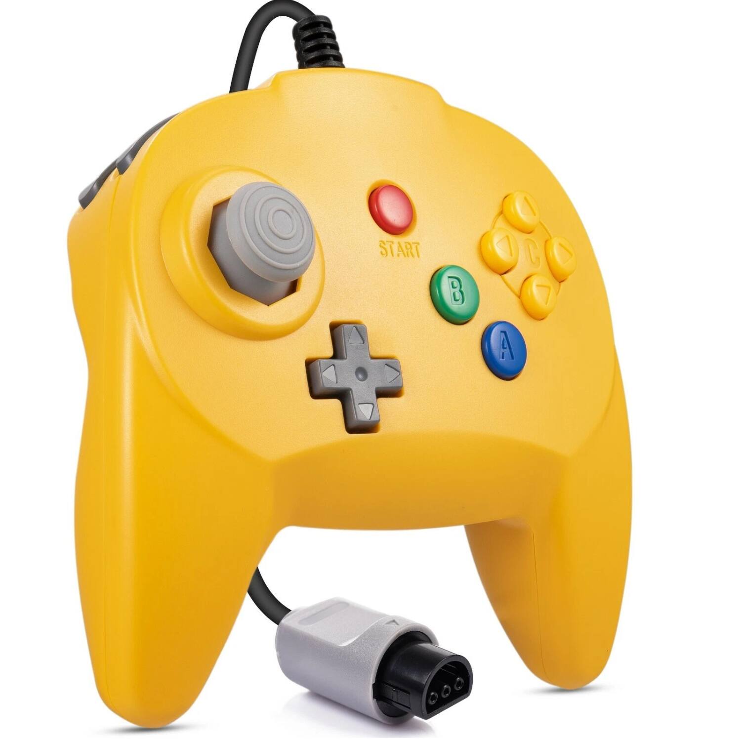 Angle. Stock Preferred - Wired Retro N64 Controller Joystick Gamepad for Nintendo 64 Console - Yellow.