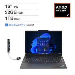 Lenovo - ThinkPad Laptop 16.0 WUXGA Display (AMD Ryzen 7 7735U, 32GB DDR5, Win 11 Pro) w/DKZ USB Port Expander - Graphite Black