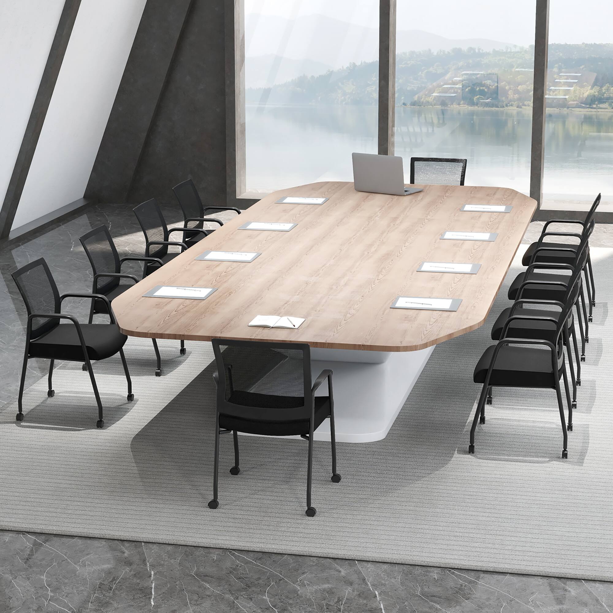 Alt View 3. Gymax - Gymax 12 Pcs Office Guest Chairs on Wheels w/ Metal Frame & Armrests Mesh Back Office - Black.