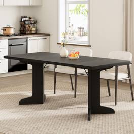 Homhougo - Large 71" Dining Table – Seats 6–8, Wooden Legs, Modern Kitchen Table (No Chairs) - Black