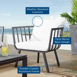 Riverside Outdoor Patio Aluminum Armchair by Modway - Gray White