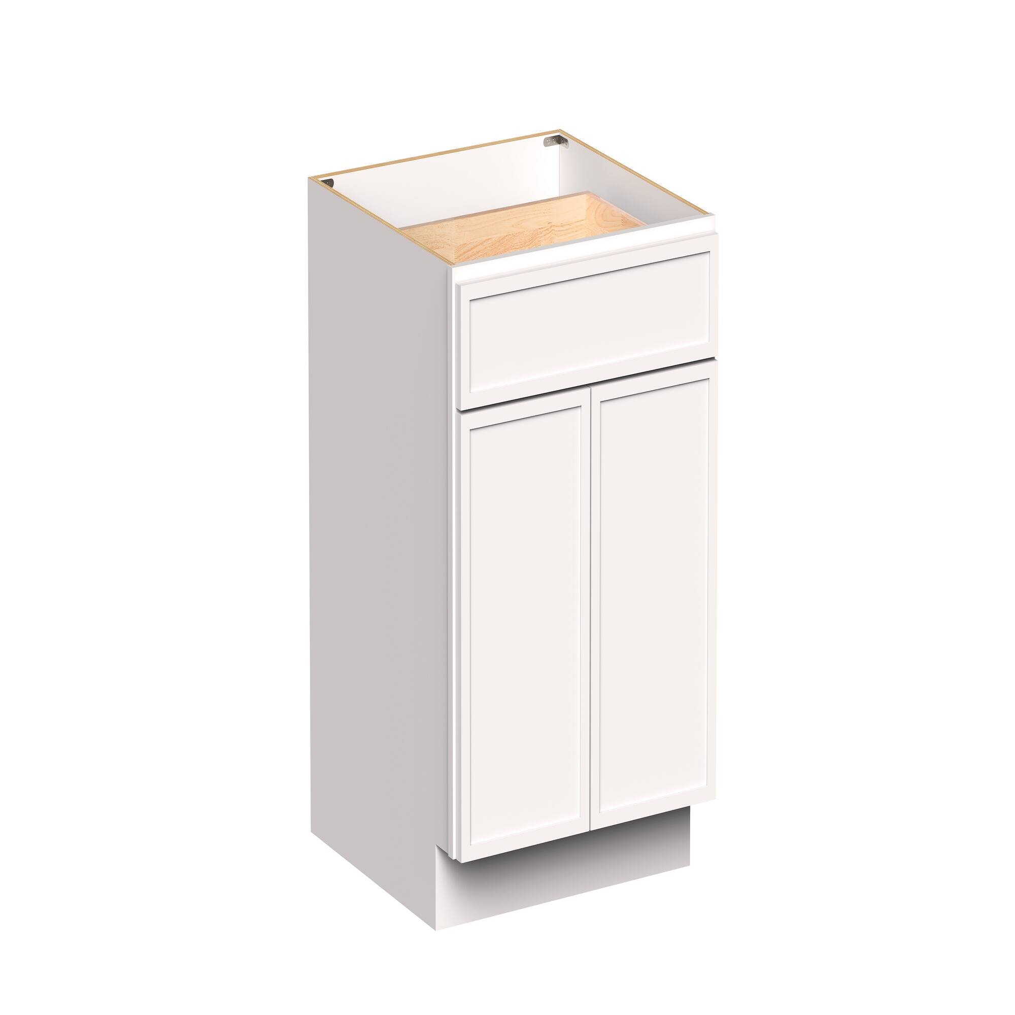 Angle. Boyel Living - 24-in W x 34.5-in H x 24-in D Slim Shaker RTA Kitchen Base Cabinet with Soft-Close - Snow White.