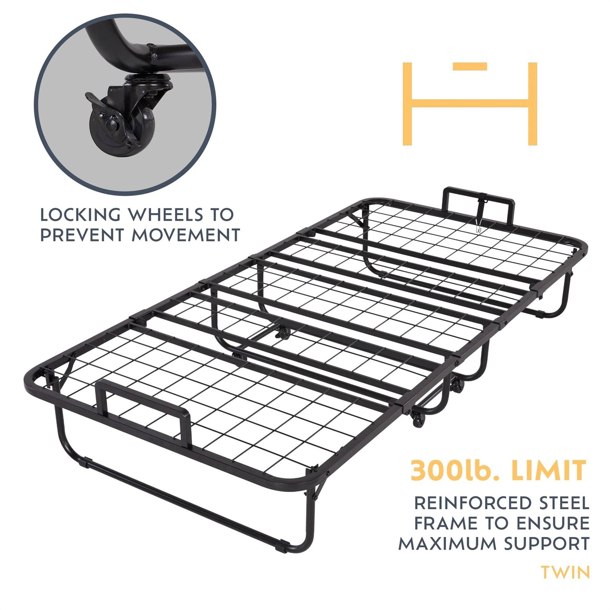 H LOCKING WHEELS TO PREVENT MOVEMENT 300lb. LIMIT REINFORCED STEEL FRAME TO ENSURE MAXIMUM SUPPORT TWIN