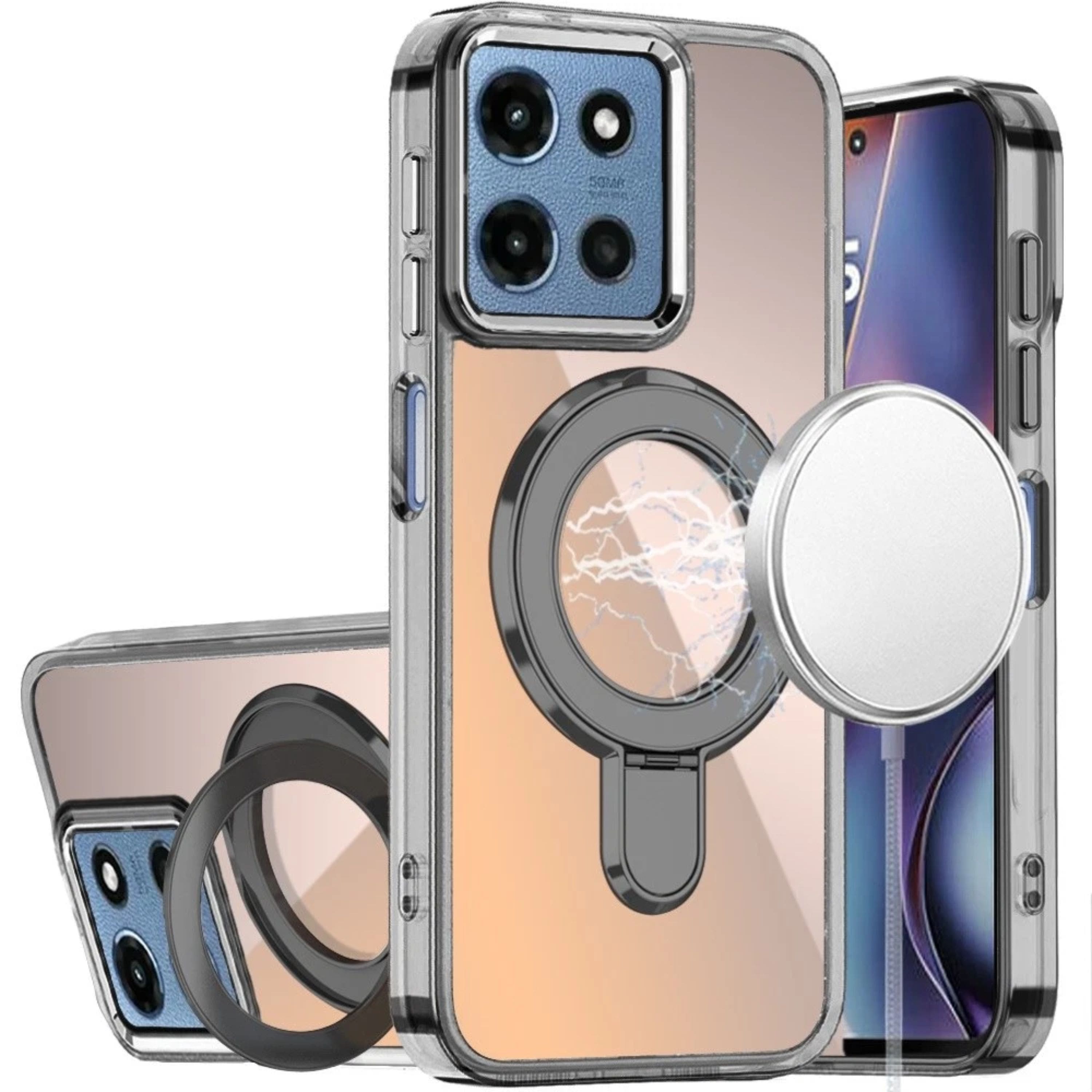Kitcheniva - Glossy Chrome Stand Case With Tempered Glass For Moto G 2025/2026/G Play 2026 - Black price history on PriceWatchPro