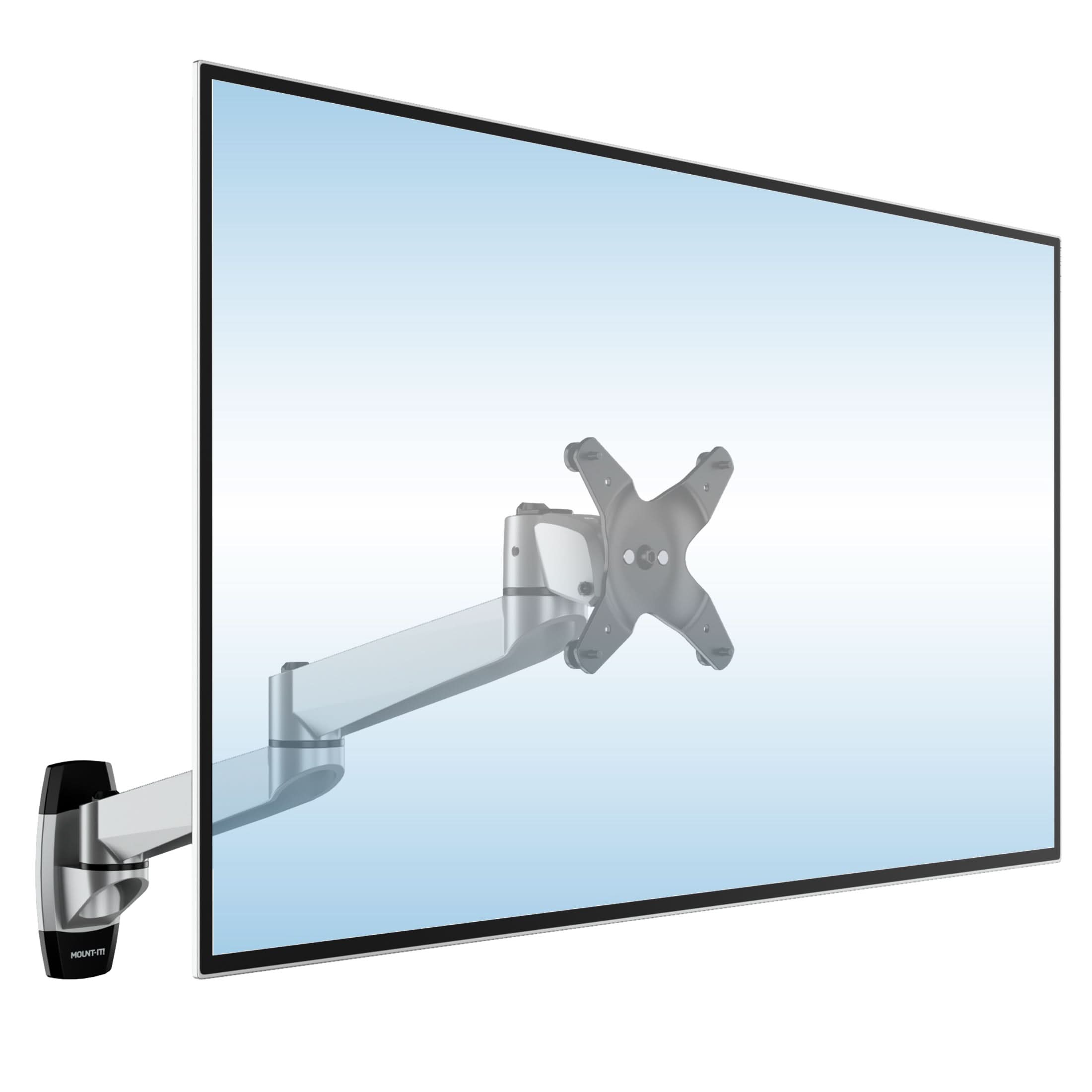 Alt View 4. Mount-It! - CLiX Series Multi-Jointed Monitor Wall Mount for 13"-34" Screens, Swivel & Tilt, Silver - Silver.