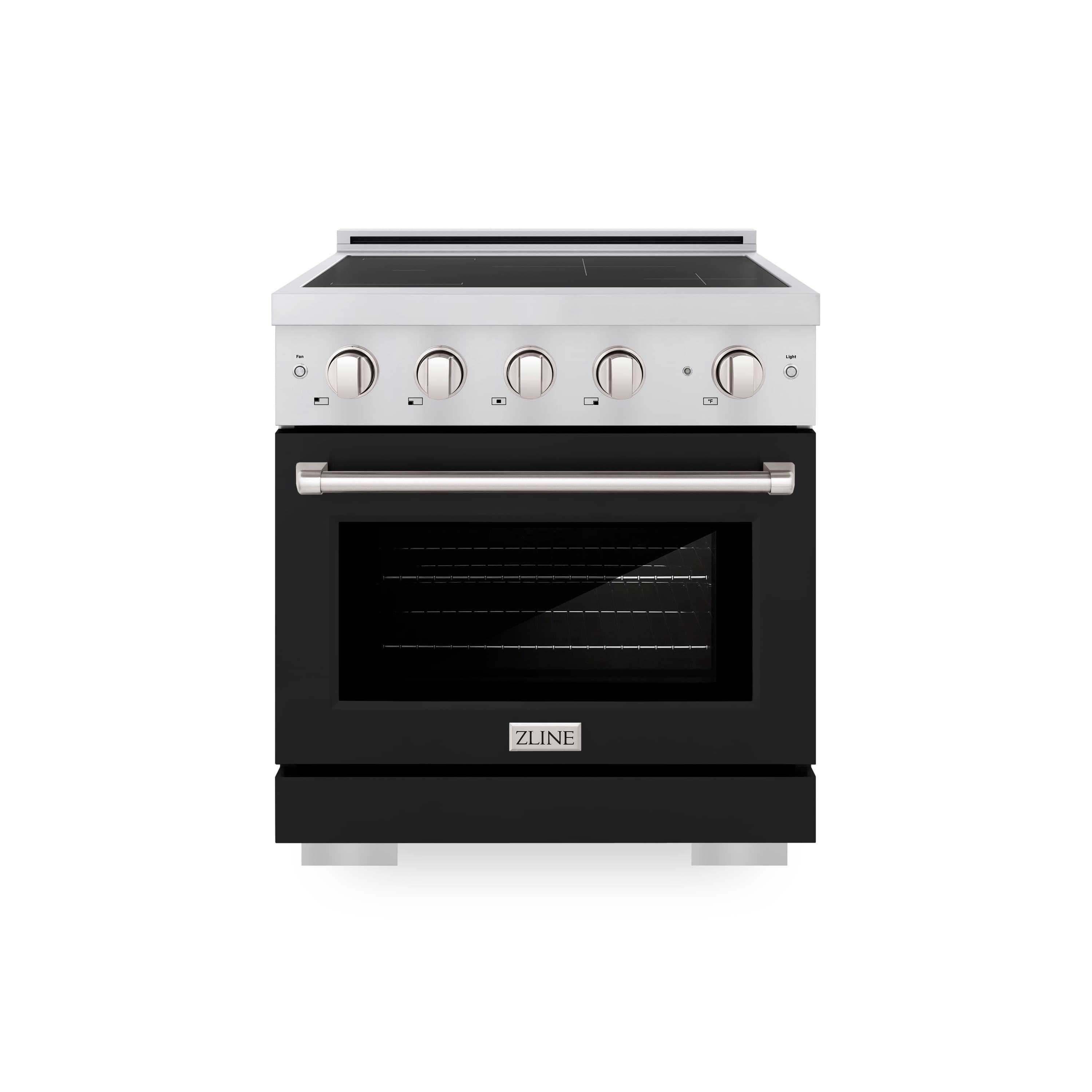 Front. ZLINE - 30 in. Wide 4 Elements 4.2 cu. ft. Paramount Freestanding Induction Range with Electric Oven with Black Matte Door - Matte Black.
