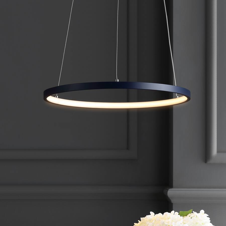 Jonathan Y Brice 15.75" Modern Contemporary Metal Round Dimmable ...