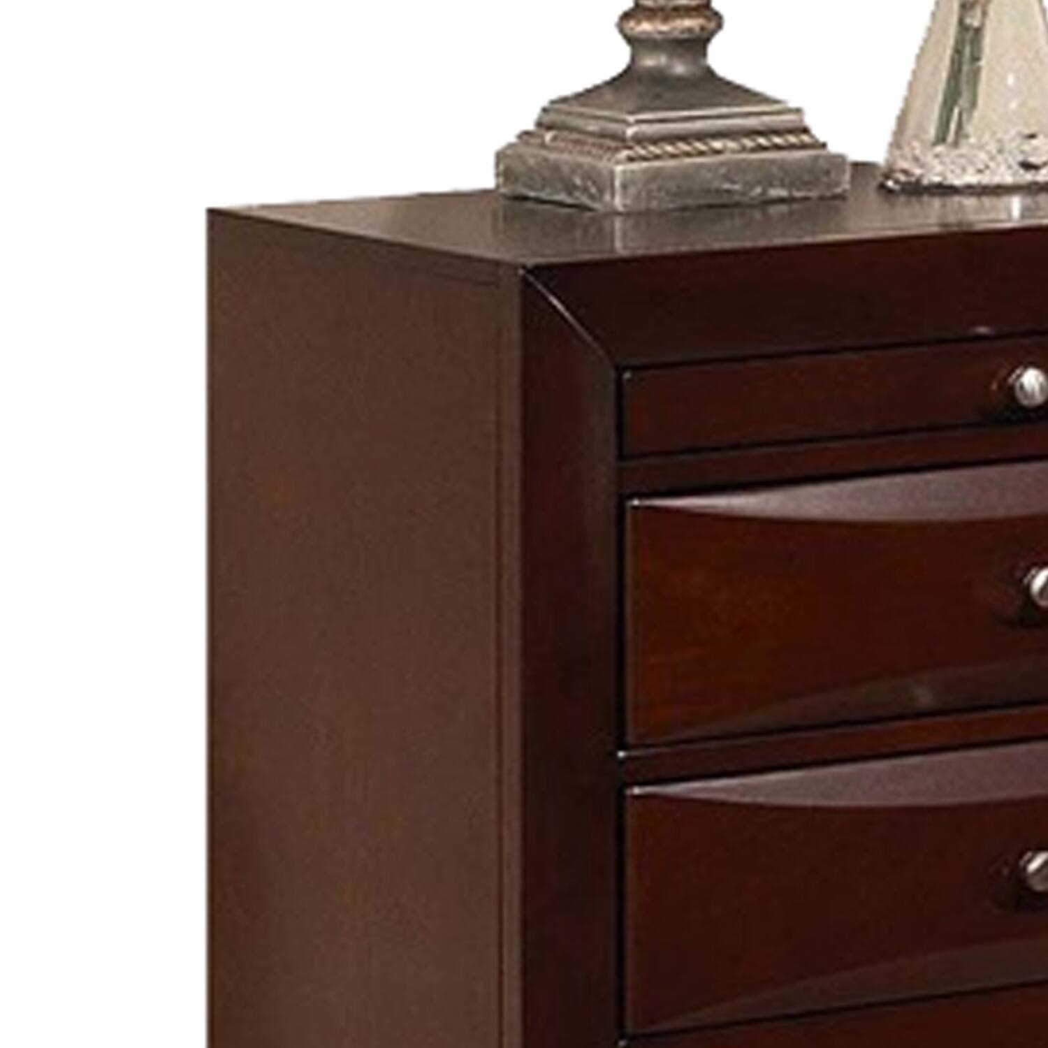 Alt View 1. Manhattan Lane - Contemporary Style Wooden Nightstand with Three Drawers and Metal Knobs - Brown.
