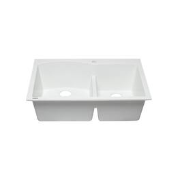 Alfi - brand 33 Double Bowl Drop In Granite Composite Kitchen Sink - White