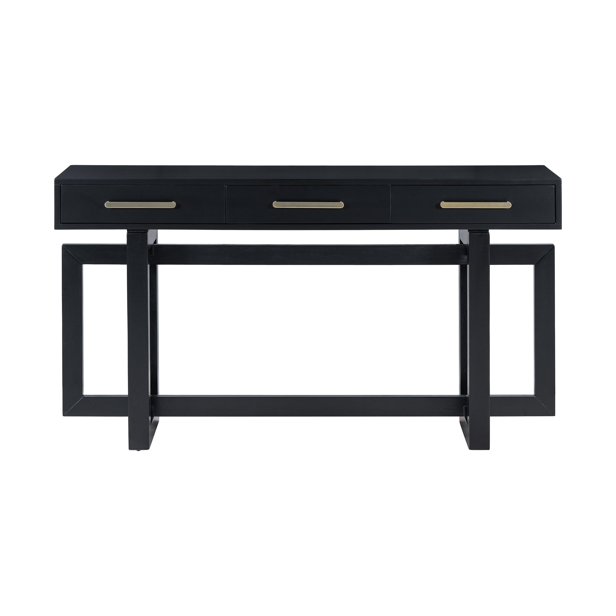 Front. Boyel Living - Elegant Console Table with Three Drawers and Extra Long Entryway Table - Black.