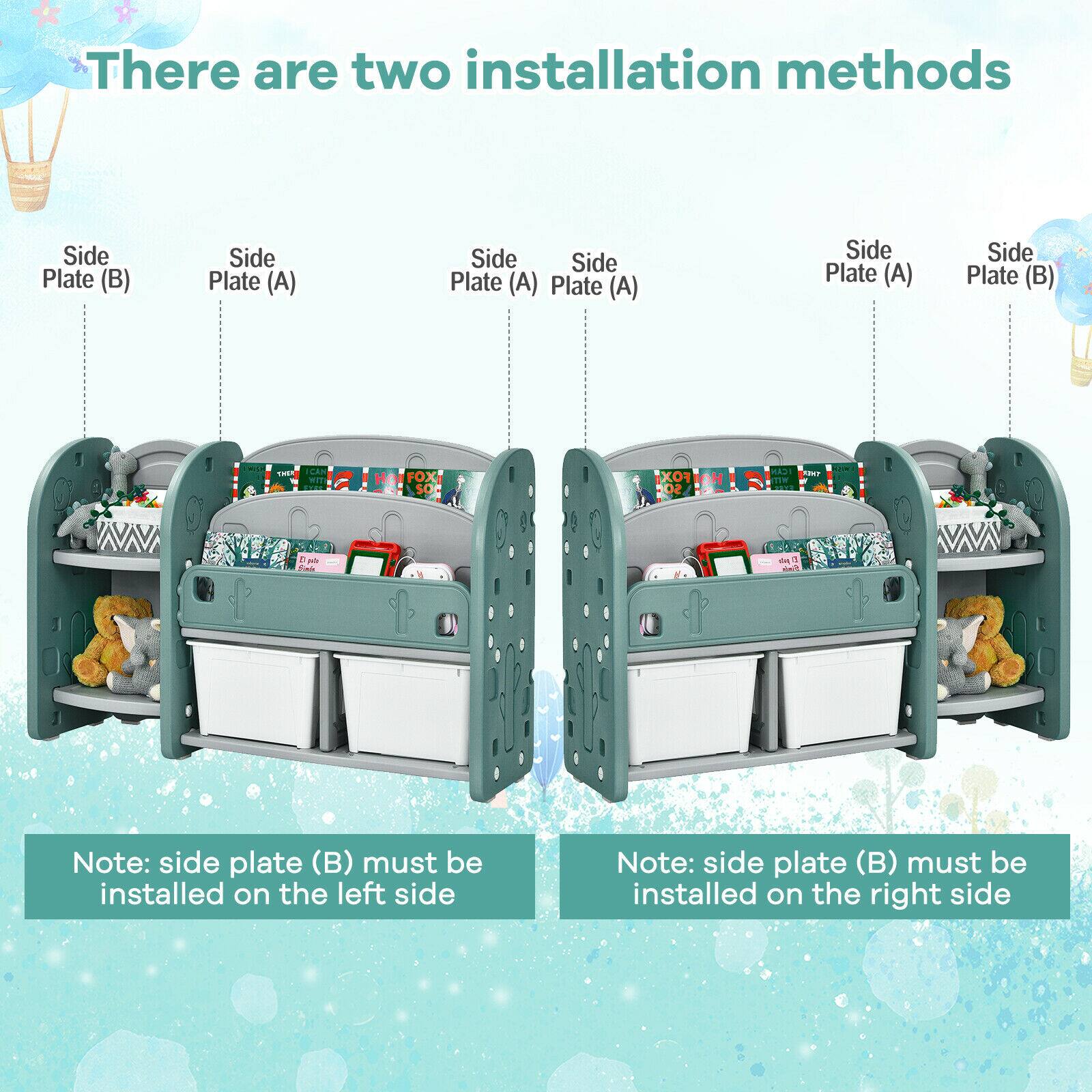 There are two installation methods
Side Plate (B)
Side Plate (A)
Side Plate (A)
Side Plate (A)
Side Plate (A)
Side Plate (B)

Note: side plate (B) must be installed on the left side
Note: side plate (B) must be installed on the right side