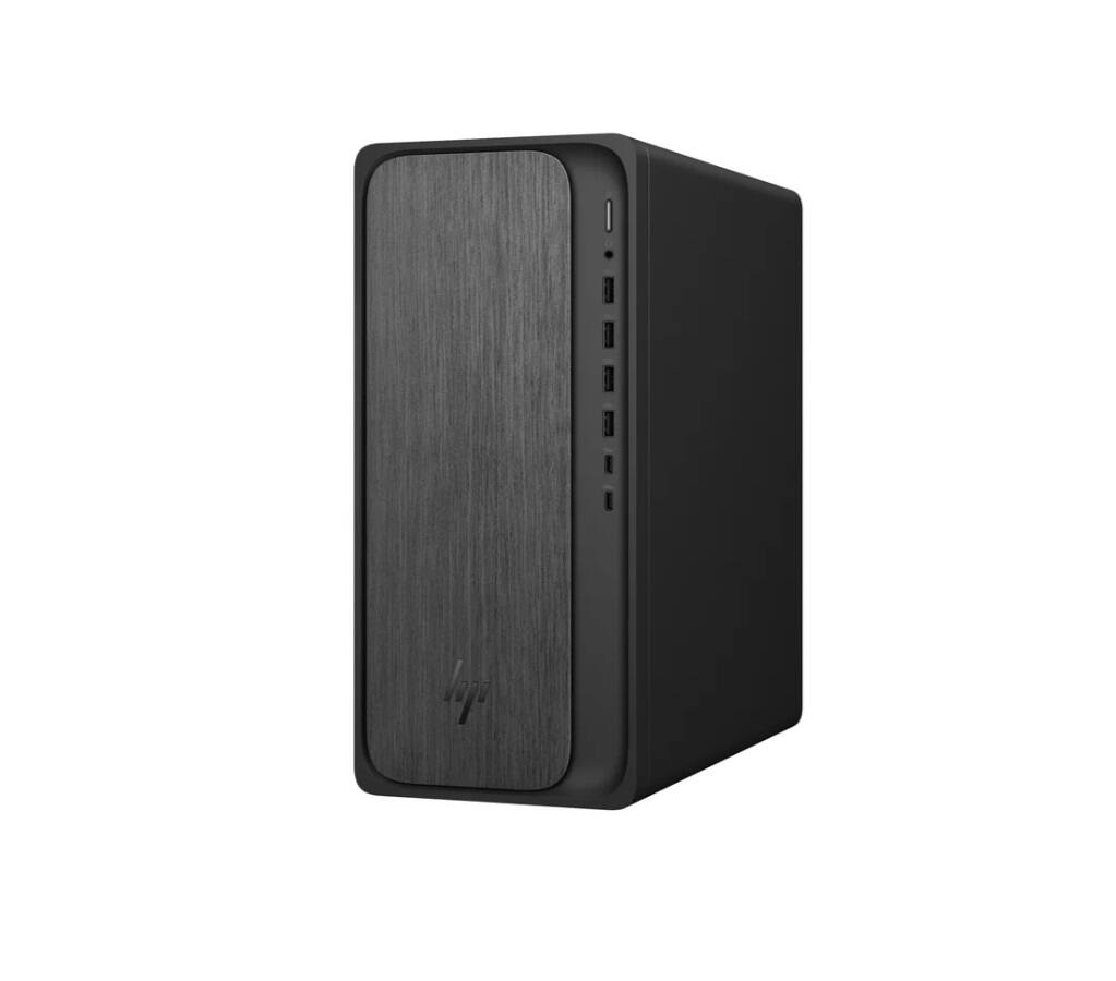 Alt View 1. HP - M02-0127c OmniDesk Tower AMD Ryzen 7 8700G 4.2 GHz 32GB DDR5 1TB SSD AMD Radeon 780M Windows 11 Home Desktop, Black - Black.