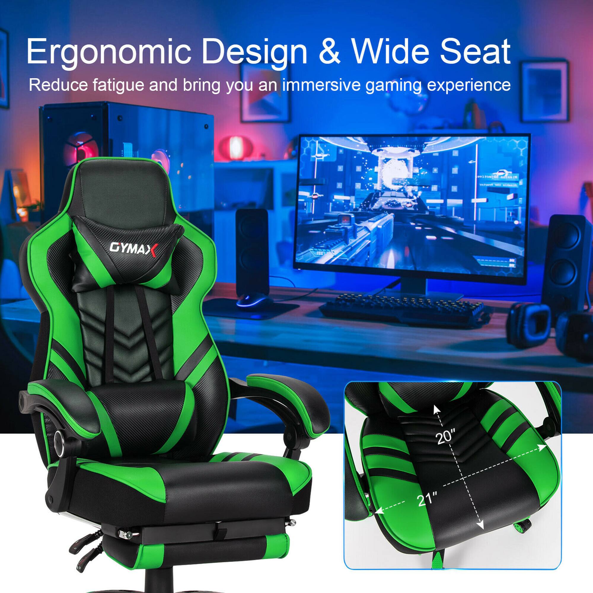 Ergonomic Design & Wide Seat: Reduce fatigue and bring you an immersive gaming experience.