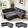Front. Dyonery - Dyonery 5 Seat Modular Sectional Sofa with USB Ports/Adjustable Backrest/Storage Seats, Tool-Free Assembly,Dark Gray - Gray.