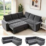 Dyonery - 5 Seat Modular Sectional Sofa with USB Ports/Adjustable Backrest/Storage Seats, Tool-Free Assembly,Dark Gray - Gray