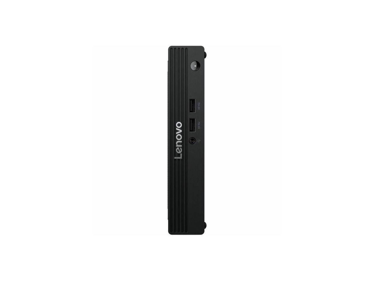 Front. Lenovo - Lenovo V100q Tiny Desktop, Intel Core i3-N305, 16GB RAM, 512GB NVMe SSD, Windows 11 Pro, Wi-Fi 6 - Black.