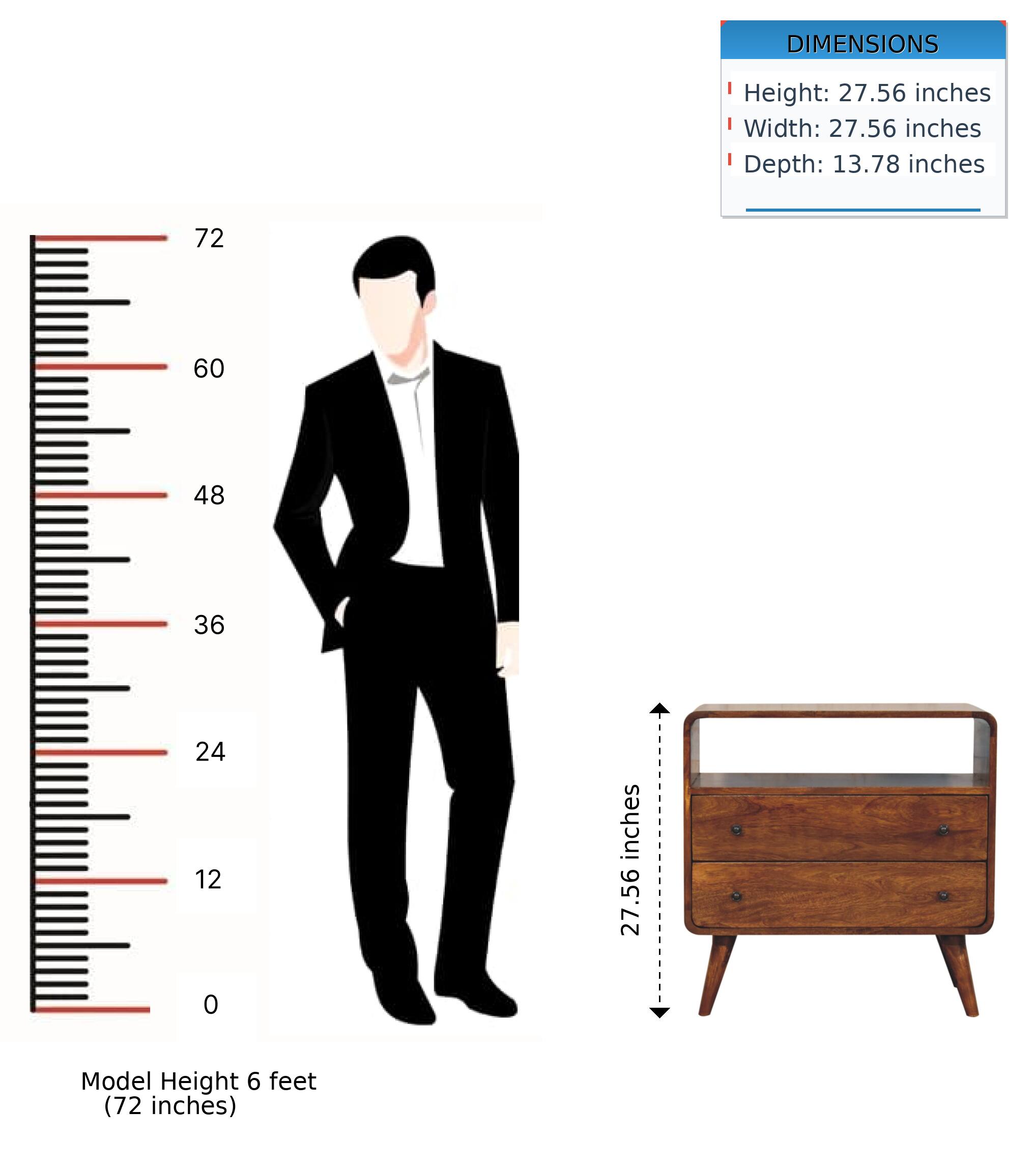 DIMENSIONS  
Height: 27.56 inches  
Width: 27.56 inches  
Depth: 13.78 inches  

Model Height 6 feet (72 inches)