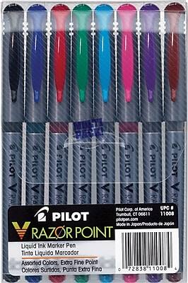 PILOT  
RAZOR POINT  
Liquid Ink Marker Pen  
Tinta Líquida Marcador  
Assorted Colors, Extra Fine Point  
Colores Surtidos, Punta Extra Fina  

Pilot Corp. of America  
Trumbull, CT 06611  
pilotpen.com  
Made in Japan / Producto de Japón  

UPC: 72838 11008