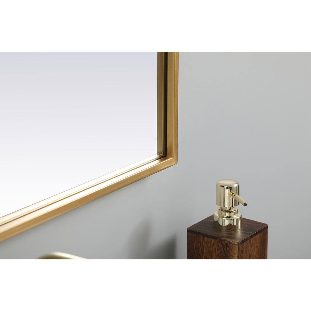 Back. Elegant Decor - Metal Frame Arch Mirror 24x30 Inch in Brass - Brass.