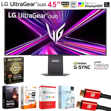 LG UltraGear 45" WQHD 240Hz OLED REFRESH RATE LG UltraGear OLED VESA CERTIFIED DisplayHDR 400 DECOGEAR CPS BUNDLE PREMIUM 26 MONTH Les ROTECTE ".. EXCLUSIVE 2 DECO GEAR RE CABLES HDMI 2 PLAN PREMIUM PROTECTION AMD NVIDIA G-SYNC FreeSync Premium Pro mevavy EDITOR PHOTO PHOTO EDITOR MARE PHOTO - - - mover PC mover Professional a OfficeSuite + EDITOR PDF EDITOR - TEARO C 1 1