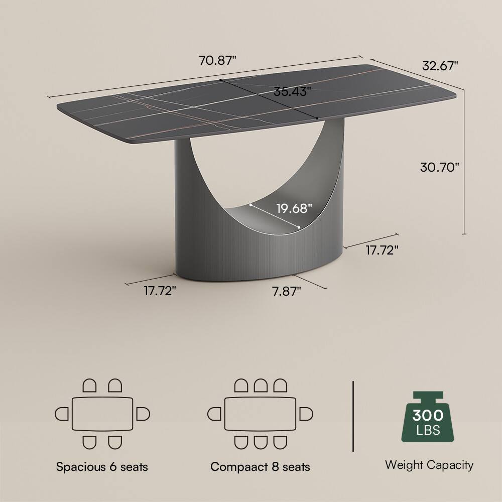 70.87" 32.67" 35.43" 30.70" 19.68" 17.72" 17.72" 7.87" 300 LBS Spacious 6 seats Compact 8 seats Weight Capacity